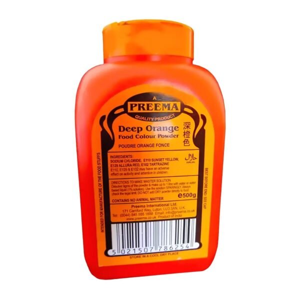PREEMA DEEP ORANGE FOOD COLOUR POWDER 500G
