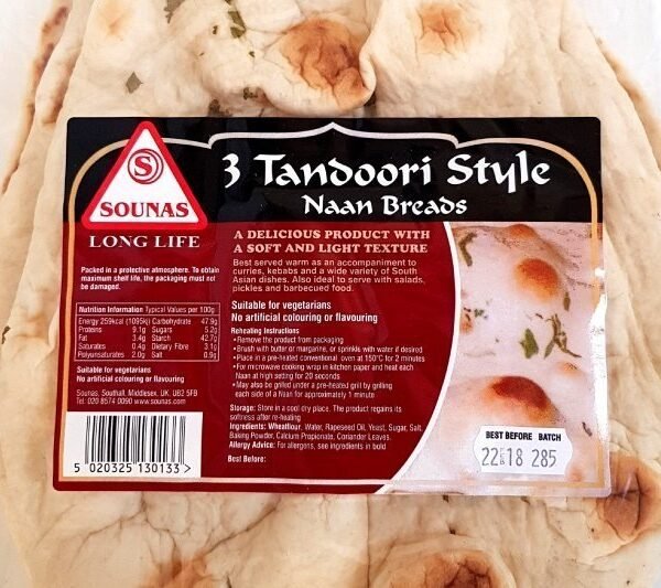 SOUNAS TANDOORI STYLE NAAN BREADS(3 PIECES)