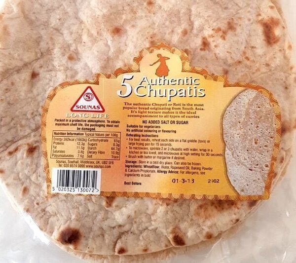 SOUNAS AUTHENTIC CHAPATIS(5 PIECES)